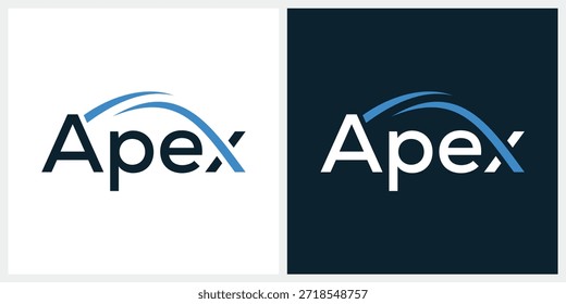 design de logotipo de ápice de texto, conceito de ícone de seta, modelo de vetor gráfico de negócios