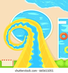 Text "Aquapark" on a blurred background. Vector Flat Illustration