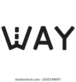 Text arrow icon. Way vector sign. Bold black shape. Unique design element.