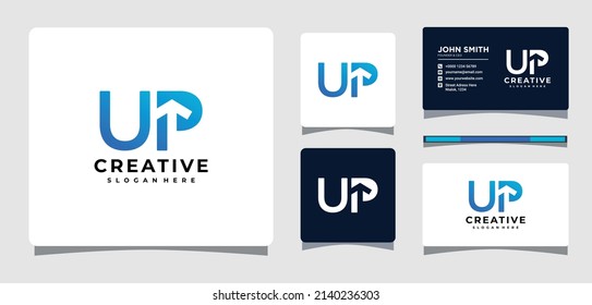 Plantilla de logotipo de texto y flecha arriba con inspiración de diseño de tarjetas de visita