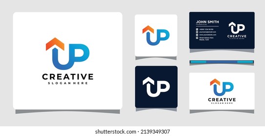 Up Text With Up Arrow logo Template Design Inspiration