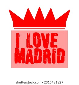 Text art I love madrid with pink and white background
