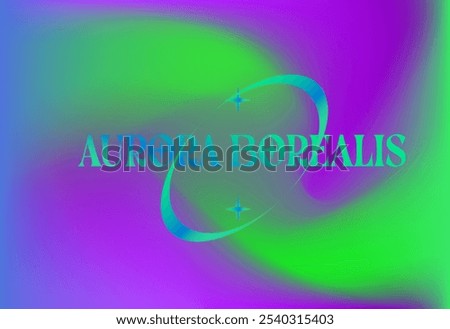 The text "AURORA BOREALIS" in a blue-green gradient font over a vibrant purple and green background, resembling northern lights with star accents.