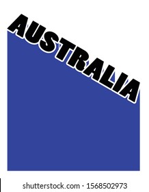 The text Australia in black with a blue shadow isolated over a white background