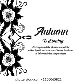 Text Autumn in calligraphic hand drawn style with flower vector illustration