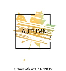 Text autumn on leaf background. Element for design