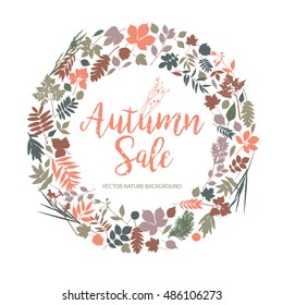 Text Autumn Sale in calligraphic hand drawn style. Fall style for autumn sale.