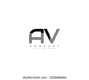 Text AV Letter Monogram with Dots List Pattern Logo Design