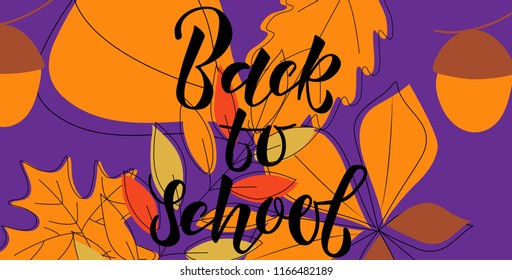 Text BACK TO SCHOOL. Design element for the design of leaflets, cards, envelopes, covers, flyers. Vector illustration EPS 10.


