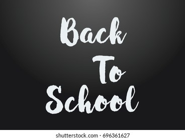 Text back to school - hand drawn lettering with chalk on blackboard. Big sale banner. Vector illustration stock vector.