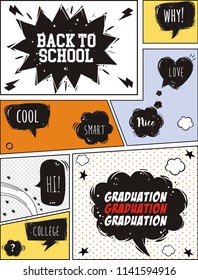  Text back to school. In the style of comics of colorful. vector illustration. 