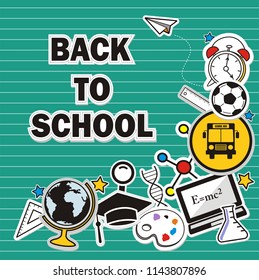  Text back to school. In the style of comics of colorful. vector illustration.
