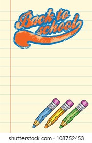 text back to school and three pencils