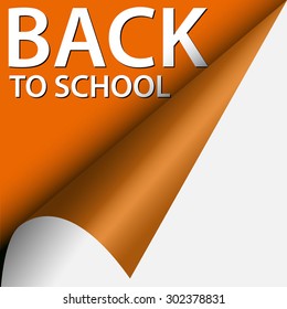 Text back to school under curled corner