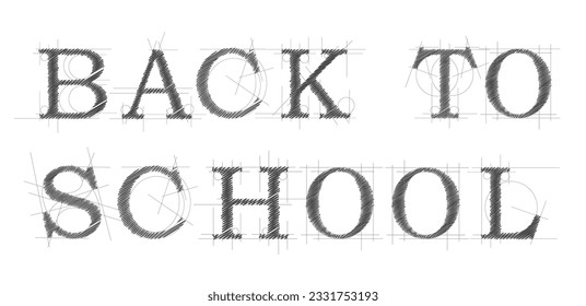 The text back to school. Vector banner made with pen. Designer or engineer style project with lines and scribble