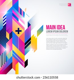 Text background with abstract geometric element and glowing lights. Corporate futuristic design, useful for presentations, advertising and web layouts. EPS10 vector template.