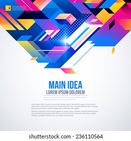 Text background with abstract geometric element and glowing lights. Corporate futuristic design, useful for presentations, advertising and web layouts. EPS10 vector template.