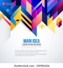 Text background with abstract geometric element and glowing lights. Corporate futuristic design, useful for presentations, advertising and web layouts. EPS10 vector template.