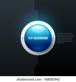 Text background with blue 3d sphere in hi-tech style on black background