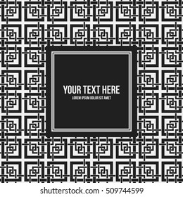 Text background template with monochrome pattern in black and white colors. Useful for presentations, advertising and web design.