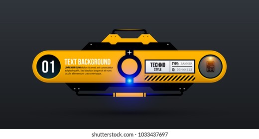 Text background template in yellow industrial techno style on dark gray background