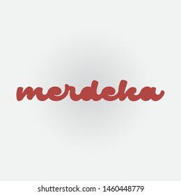 Text badge for 74 years Republic of Indonesia independence day on August 17th 2019. "Merdeka" (means "Freedom")