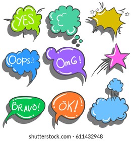Text balloon style collection doodles