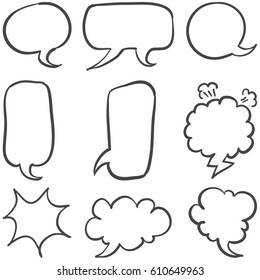 Text balloon style hand drawn set