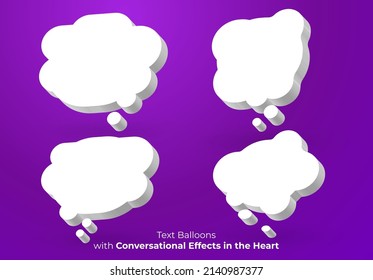 Text Balloons with Conversational Effects in the Heart Perfect for Comics and Advertisements