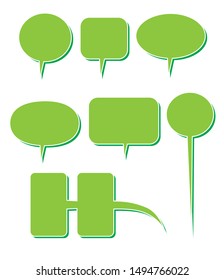 text balloons, green, white background vector illustrations, for comics
