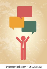 text balloons over pink background  vector illustration