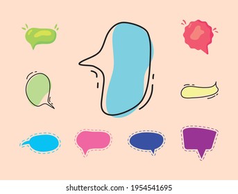 text balloons set nine icons
