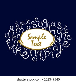 Text banner with letters on the dark blue background