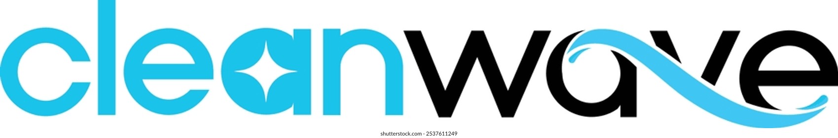 Text Based Cleaning Logo Design, Cleanwave Logo Design, Cleaning Logo, Business Logo
