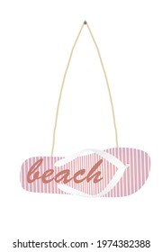 Text beach on flip flop notice. vector