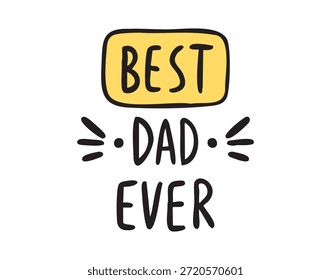 text Bester Vater, der je handgezeichnet hat. Vektorgrafik.