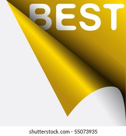 Text best on golden background under curled glossy corner of paper