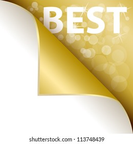 Text best under golden curled corner