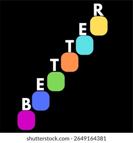 text better on colorful steps indicating improvement step by step concept