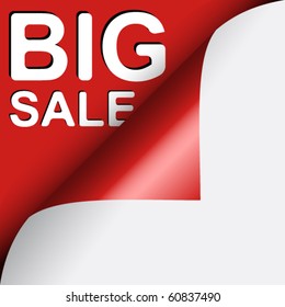 Text BIG SALE Under Red Curled Corner Of Page