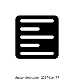 Icono de ui glifo negro de texto. Traducción completa del documento. Información y datos. Diseño de interfaz de usuario. Símbolo de silueta en el espacio blanco. Pictograma sólido para web, móvil. Ilustración vectorial aislada