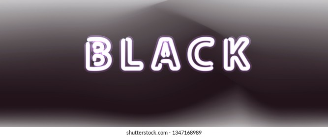 Text "Black" made from neon tubes. Retrowave/ Noir style illustraction for music cover, poster, t-shirt print design.