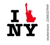 Text Black Red White I Heart Statue of Liberty Love NY NYC New York City Vector EPS PNG Clip Art No Transparent Background