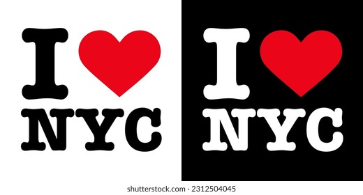 Text Black Red White I Heart Love NY NYC New York City Vector EPS PNG Clip Art No Transparent Background