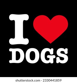 Texto Blanco Rojo Negro I Corazón Amo Perros Vector EPS Clip Art No fondo transparente
