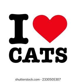 Text Black Red White I Heart Love Cats Cat Vector EPS PNG Clip Art No Transparent Background