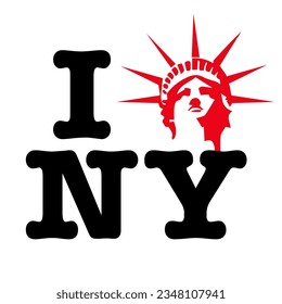 Text Black Red White I Heart Statue of Liberty Love NY NYC New York City Vector EPS PNG Clip Art no Transparenter Hintergrund