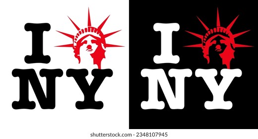 Text Black Red White I Heart Statue of Liberty Love NY NYC New York City Vector EPS PNG Clip Art No Transparent Background