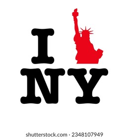 Text Black Red White I Heart Statue of Liberty Love NY NYC New York City Vector EPS PNG Clip Art No Transparent Background