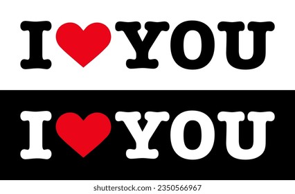 Text Black Red White I Heart Love You U Sign Banner Vector EPS PNG Clip Art No Transparent Background